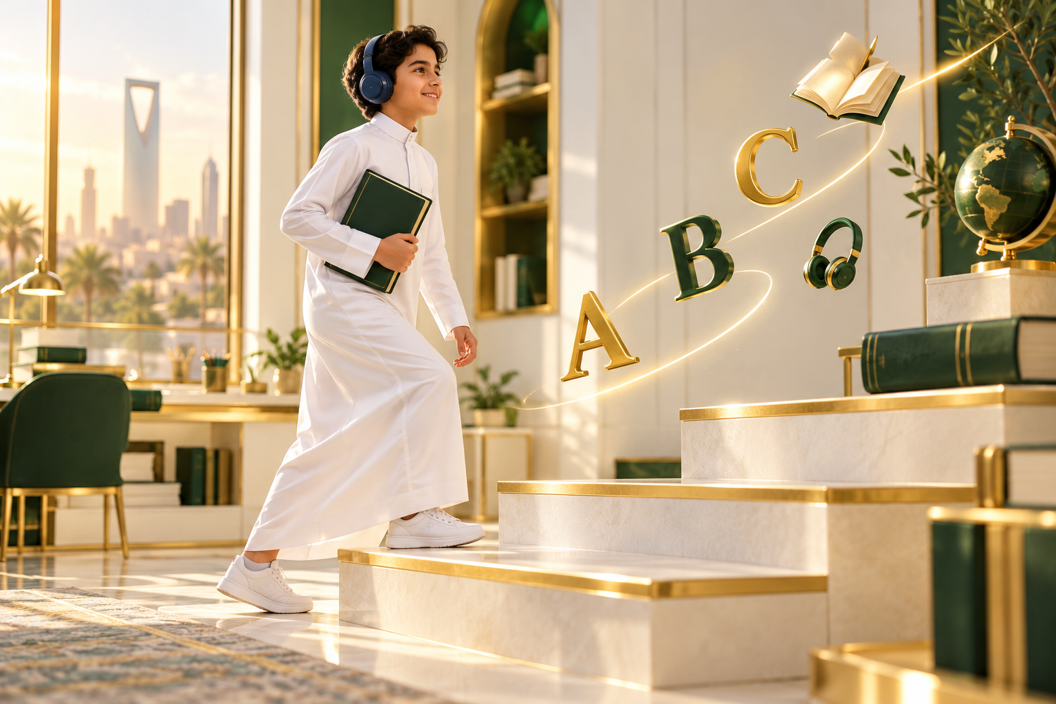 طالب سعودي يتقدم في رحلة تعلم الإنجليزية