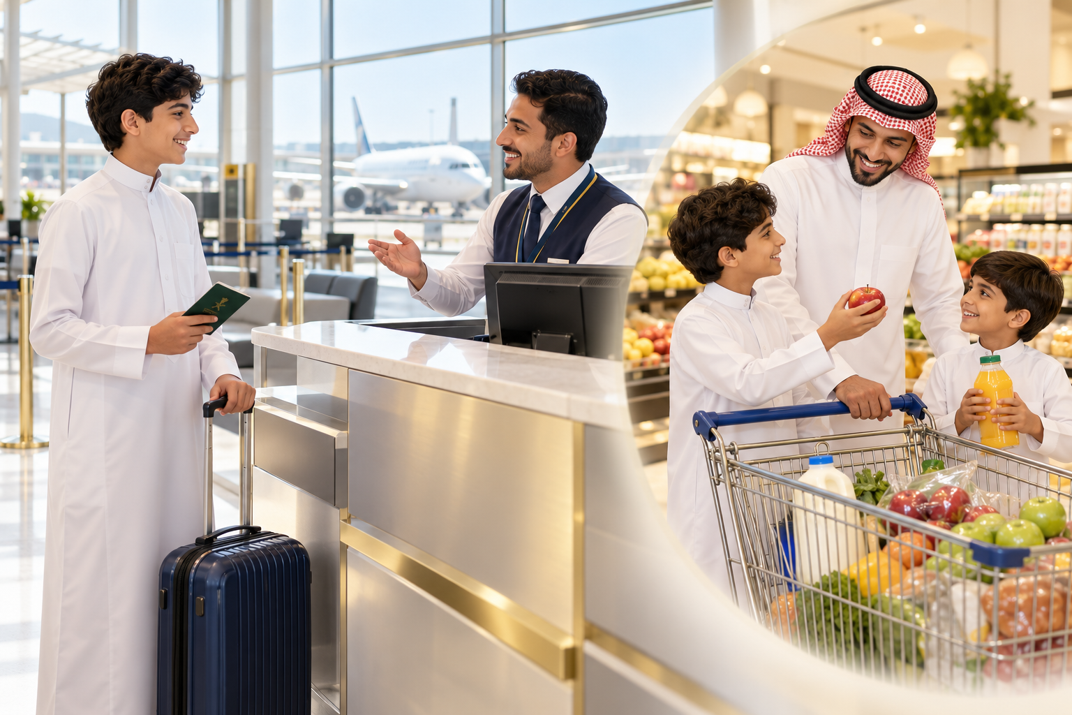 مواقف المحادثة الإنجليزية في المطار والسوبرماركت